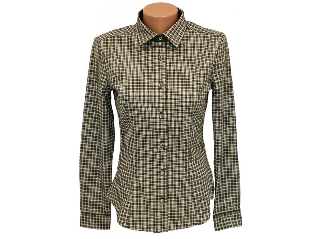 Dámská košile dlouhý rukáv,zelená kostkovaná